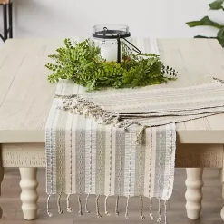 Kirklands Home Natural Tonal Stripe Table Runner Hot