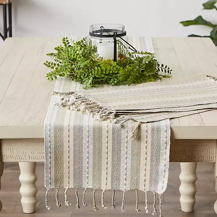 Kirklands Home Natural Tonal Stripe Table Runner Hot