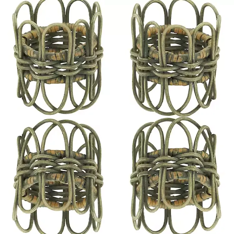 Kirklands Home Natural Twisted Rat Napkin Rings, Set of 4 Tan Online
