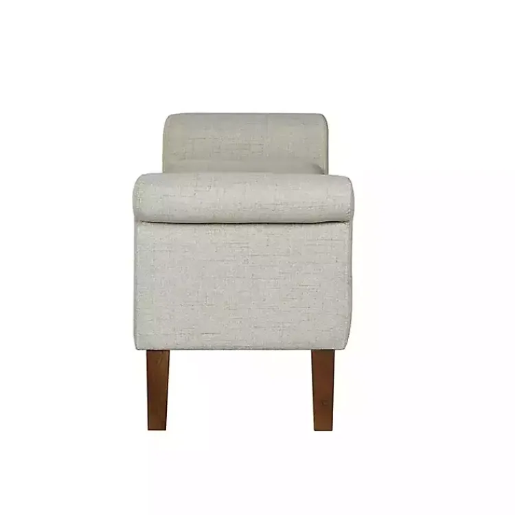 Kirklands Home Natural Upholstered Aubrey Storage Bench Ivory Hot