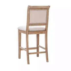Kirklands Home Natural Upholstered Wood Frame Counter Stool Tan Outlet