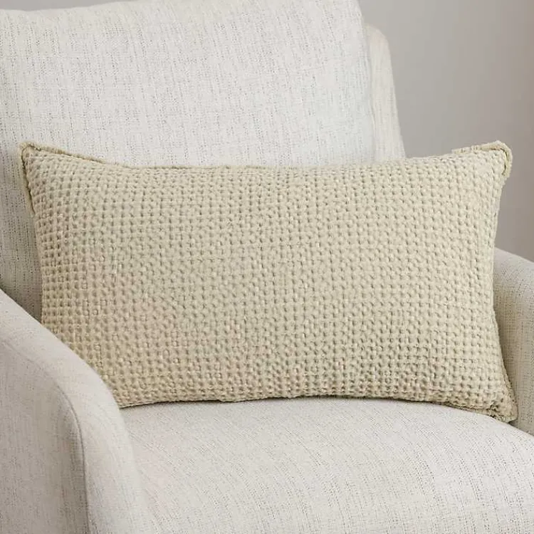 Pillows>Kirklands Home Natural Waffle Texture Lumbar Pillow Tan