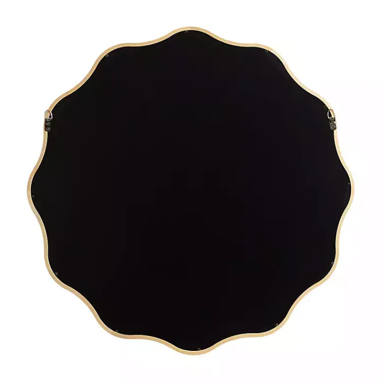 Kirklands Home Natural Wavy Scallop Round Wall Mirror Tan
