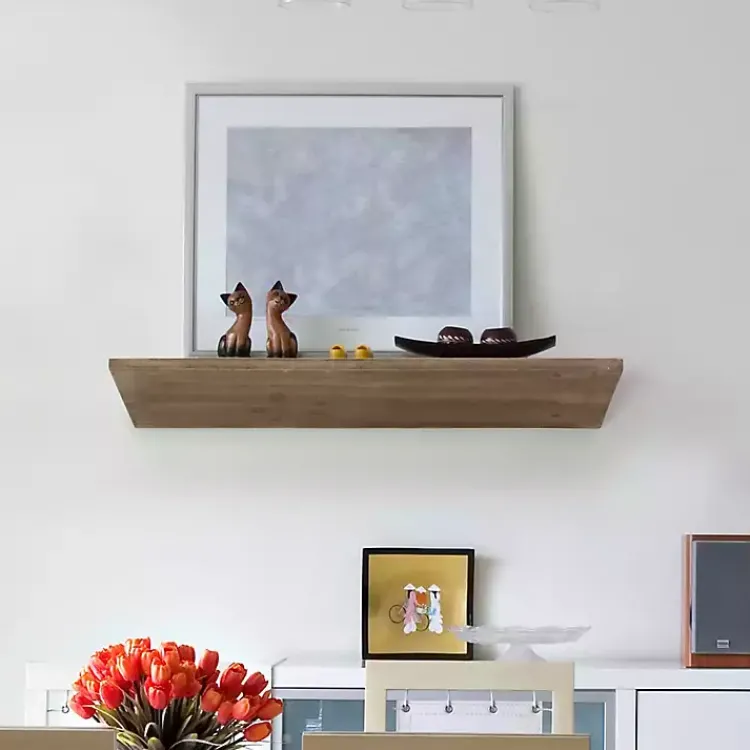 Kirklands Home Natural Wedge Wood Small Floating Shelf Best