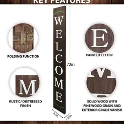 Kirklands Home Natural Welcome Laurel Porch Board Brown