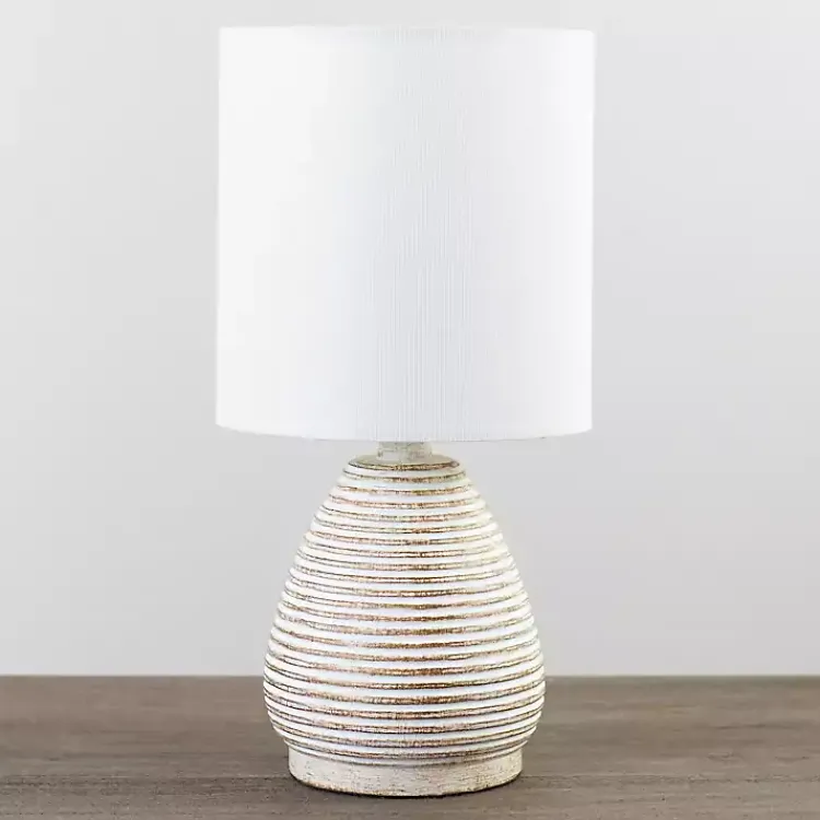 Kirklands Home Natural Stripe Table Lamp White Discount