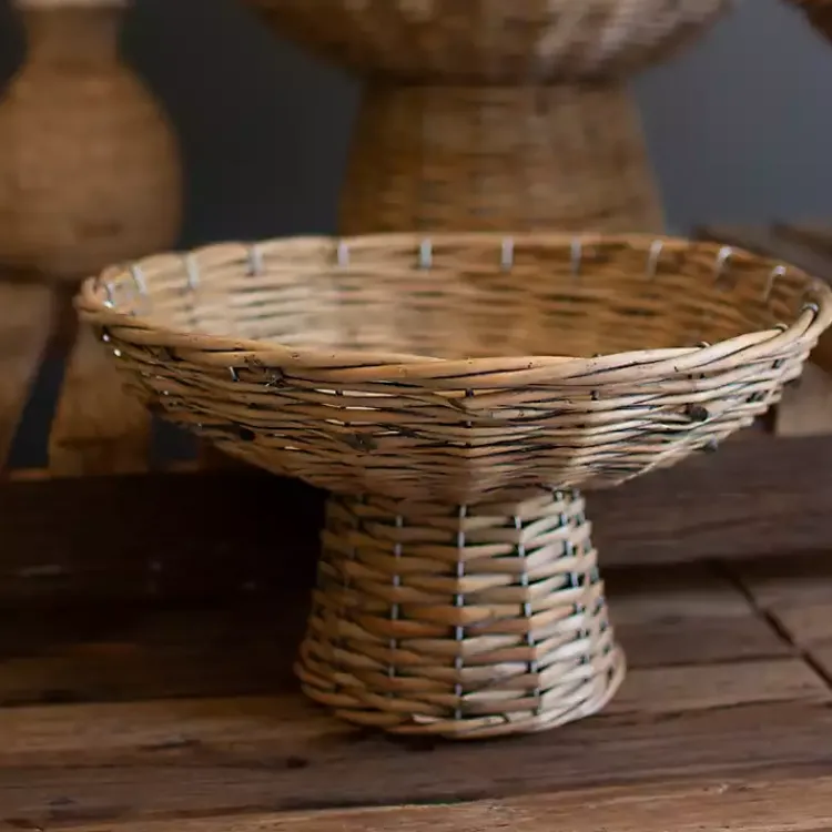 Decorative Bowls & Jars>Kirklands Home Natural Wicker Compote Bowls, Set of 3 Tan