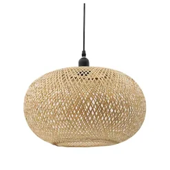 Kirklands Home Natural Wide Woven Bamboo Globe Pendant Light