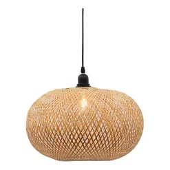 Kirklands Home Natural Wide Woven Bamboo Globe Pendant Light