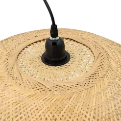 Kirklands Home Natural Wide Woven Bamboo Globe Pendant Light