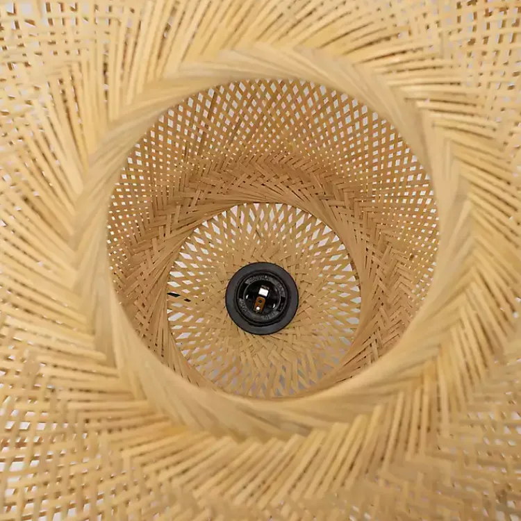 Kirklands Home Natural Wide Woven Bamboo Globe Pendant Light