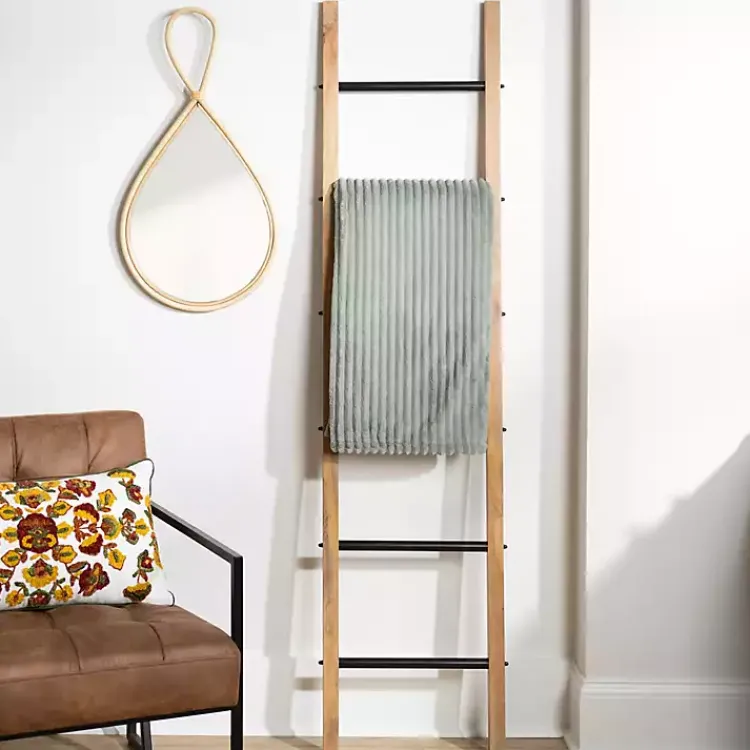 Decorative Accents>Kirklands Home Natural Wood and Black Metal Ladder