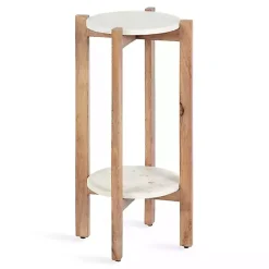 Kirklands Home Natural Wood and Marble Moxley Accent Table Best