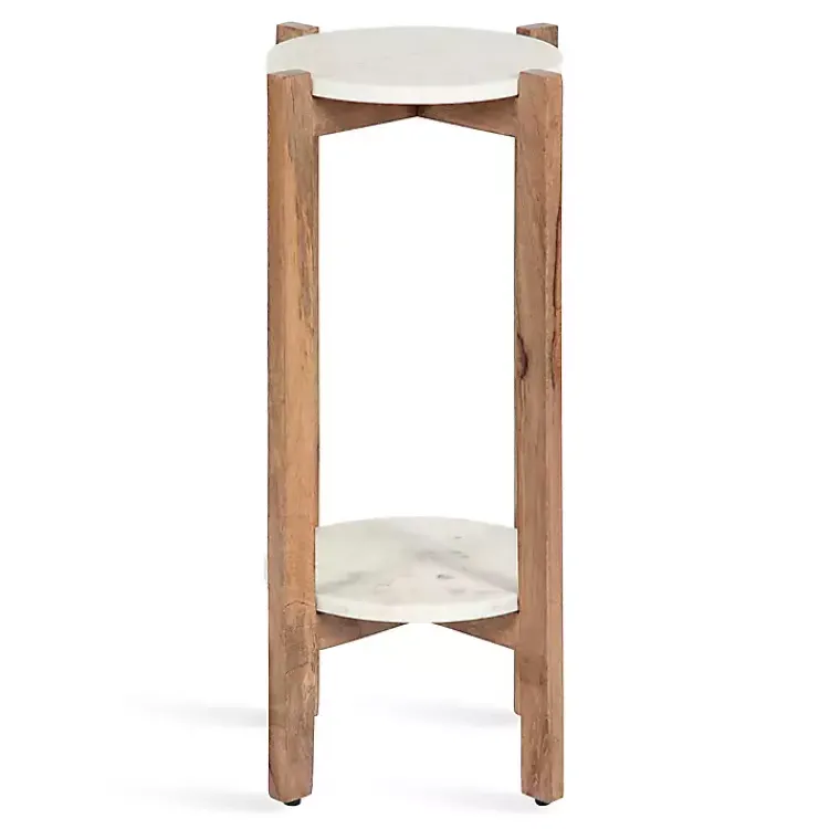Kirklands Home Natural Wood and Marble Moxley Accent Table Best