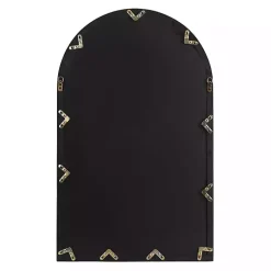 Kirklands Home Natural Wood and Metal Arch Windowpane Wall Mirror Clearance