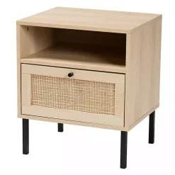 Kirklands Home Natural Wood and Metal Storage Shelf Nightsd Tan Online
