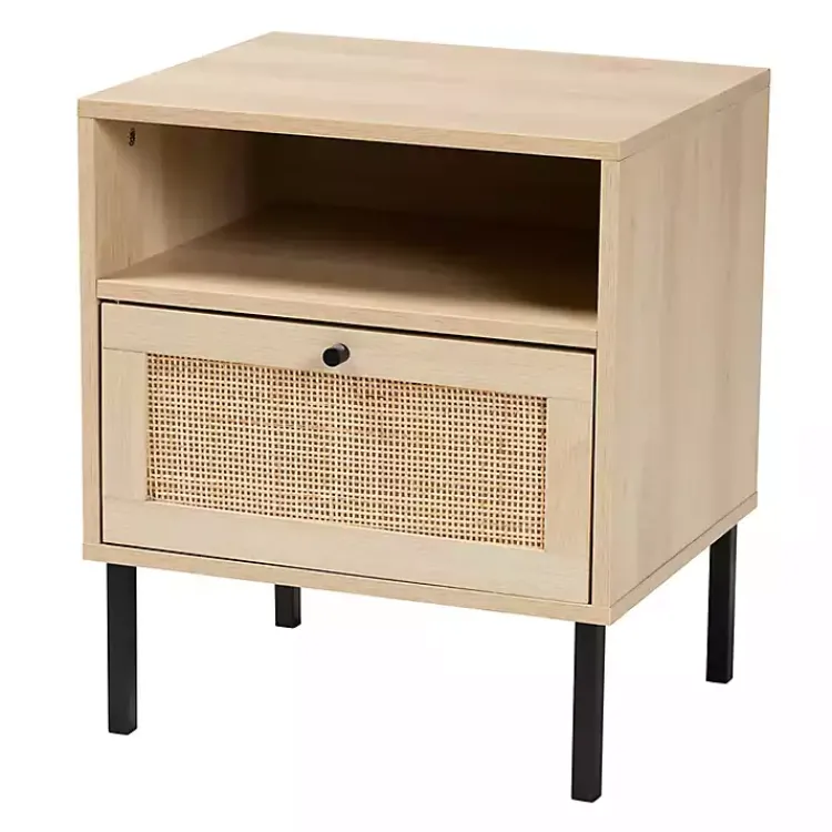 Kirklands Home Natural Wood and Metal Storage Shelf Nightsd Tan Online