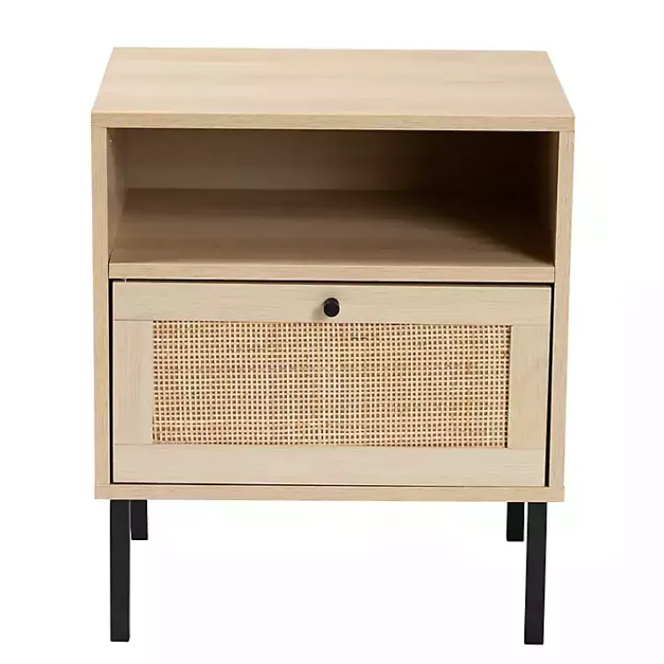 Kirklands Home Natural Wood and Metal Storage Shelf Nightsd Tan Online
