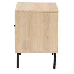 Kirklands Home Natural Wood and Metal Storage Shelf Nightsd Tan Online