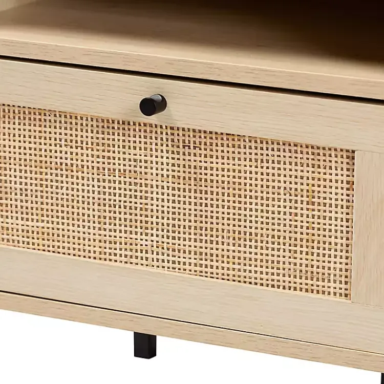 Kirklands Home Natural Wood and Metal Storage Shelf Nightsd Tan Online