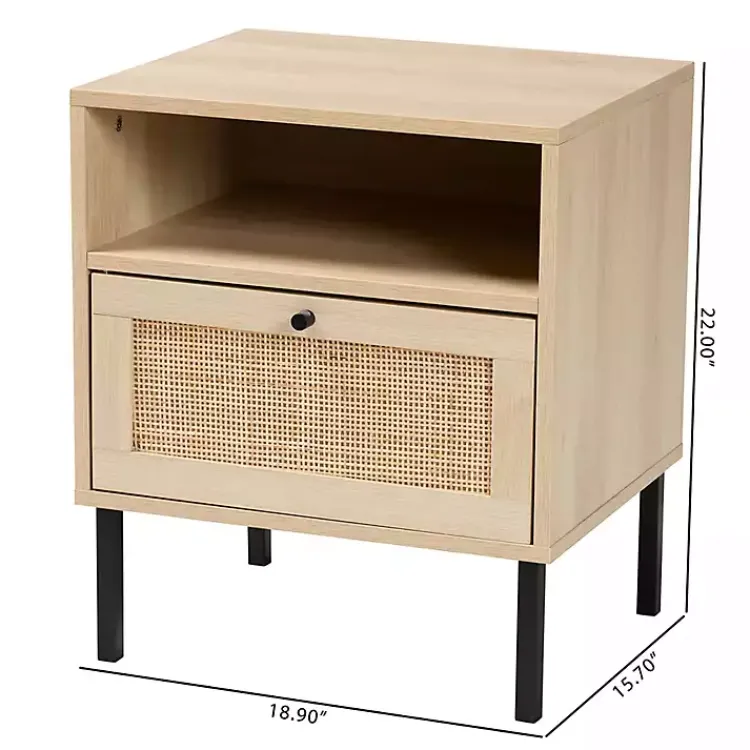 Kirklands Home Natural Wood and Metal Storage Shelf Nightsd Tan Online