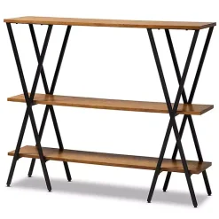 Kirklands Home Natural Wood and Metal 3-Tier Console Table Best