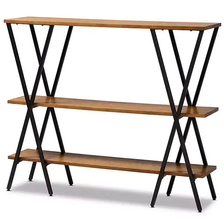 Kirklands Home Natural Wood and Metal 3-Tier Console Table Best