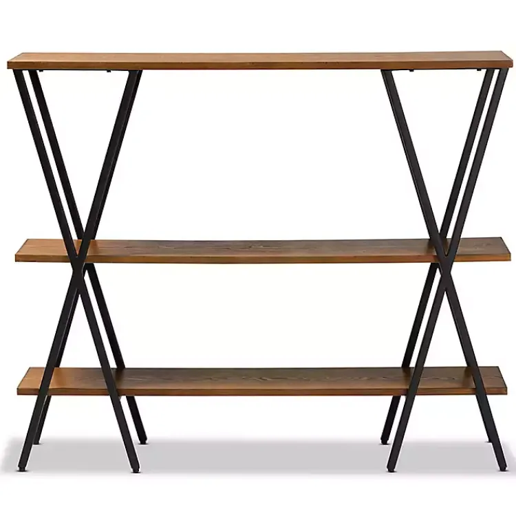 Kirklands Home Natural Wood and Metal 3-Tier Console Table Best