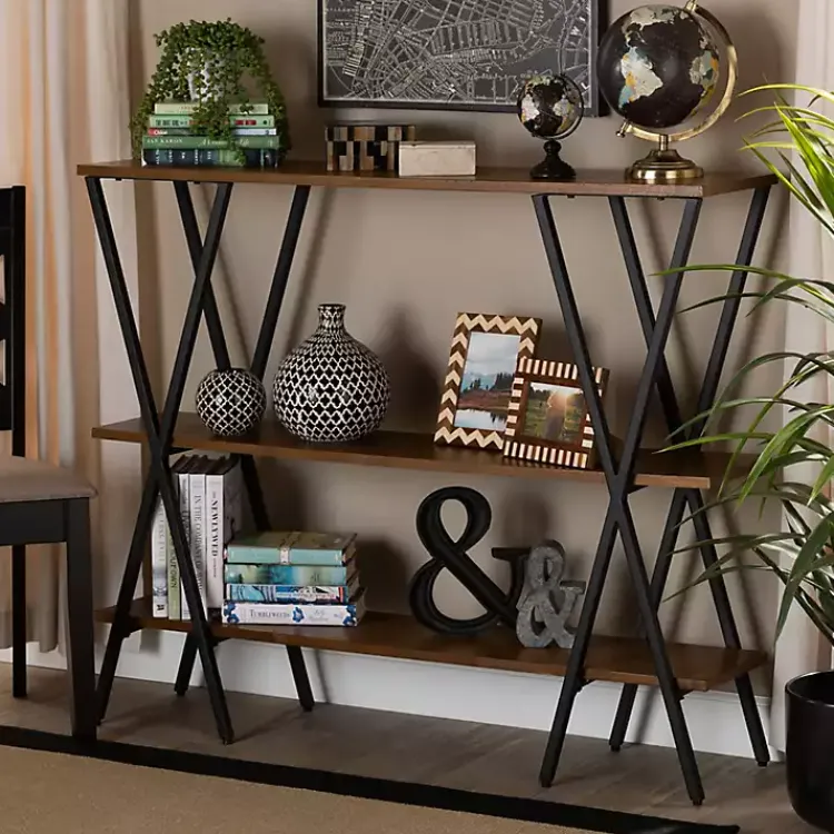 Kirklands Home Natural Wood and Metal 3-Tier Console Table Best