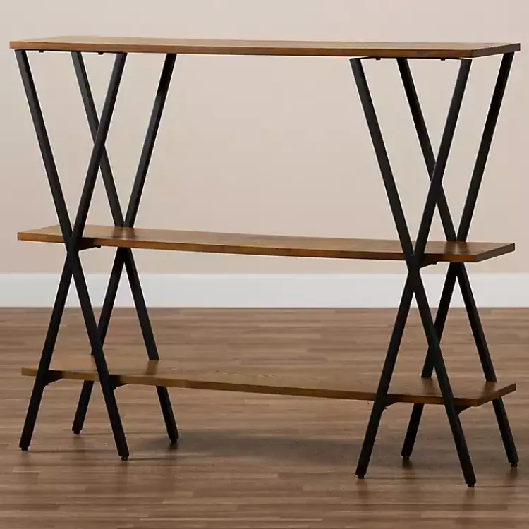 Kirklands Home Natural Wood and Metal 3-Tier Console Table Best