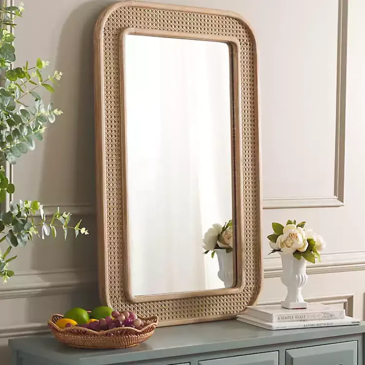 Kirklands Home Natural Wood and Rattan Alessa Wall Mirror Sale
