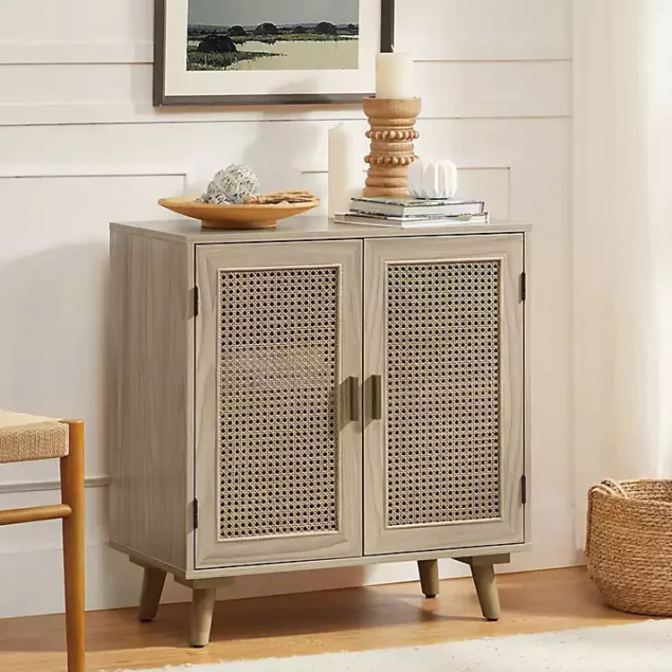 Kirklands Home Natural Wood and Rattan Carpinteria Cabinet Brown Best