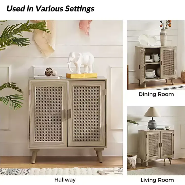 Kirklands Home Natural Wood and Rattan Carpinteria Cabinet Brown Best