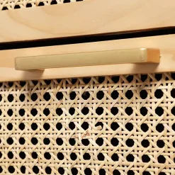 Kirklands Home Natural Wood and Rat 3-Drawer Chest Tan Clearance