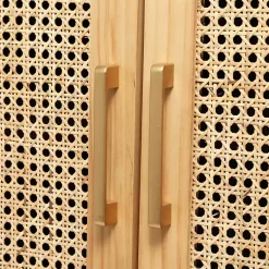 Kirklands Home Natural Wood and Rat 2-Door Storage Cabinet Tan Outlet