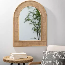 Kirklands Home Natural Wood and Seagrass Accent Tables, Set of 2 Tan