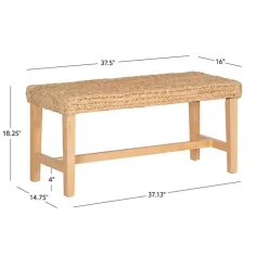 Kirklands Home Natural Wood and Woven Hyacinth Bench Tan Outlet