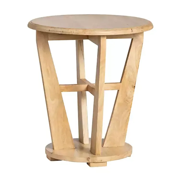 Kirklands Home Natural Wood Angular Rory Accent Table Tan Discount