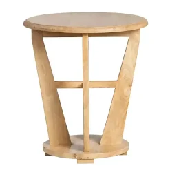Kirklands Home Natural Wood Angular Rory Accent Table Tan Discount