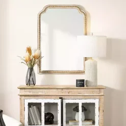 Kirklands Home Natural Wood Beaded Scalloped Rectangular Mirror New