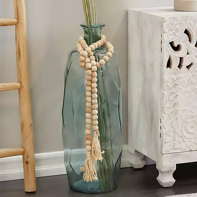 Decorative Accents>Kirklands Home Natural Wood Beaded Tassel Garland Tan