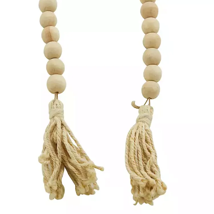 Decorative Accents>Kirklands Home Natural Wood Beaded Tassel Garland Tan