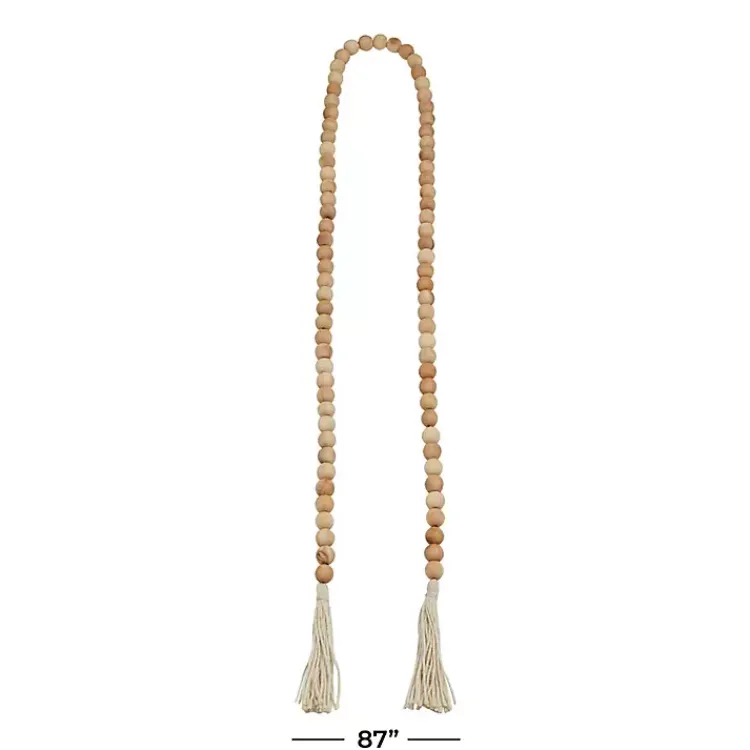 Decorative Accents>Kirklands Home Natural Wood Beaded Tassel Garland Tan