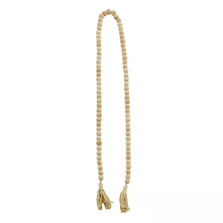 Decorative Accents>Kirklands Home Natural Wood Beaded Tassel Garland Tan
