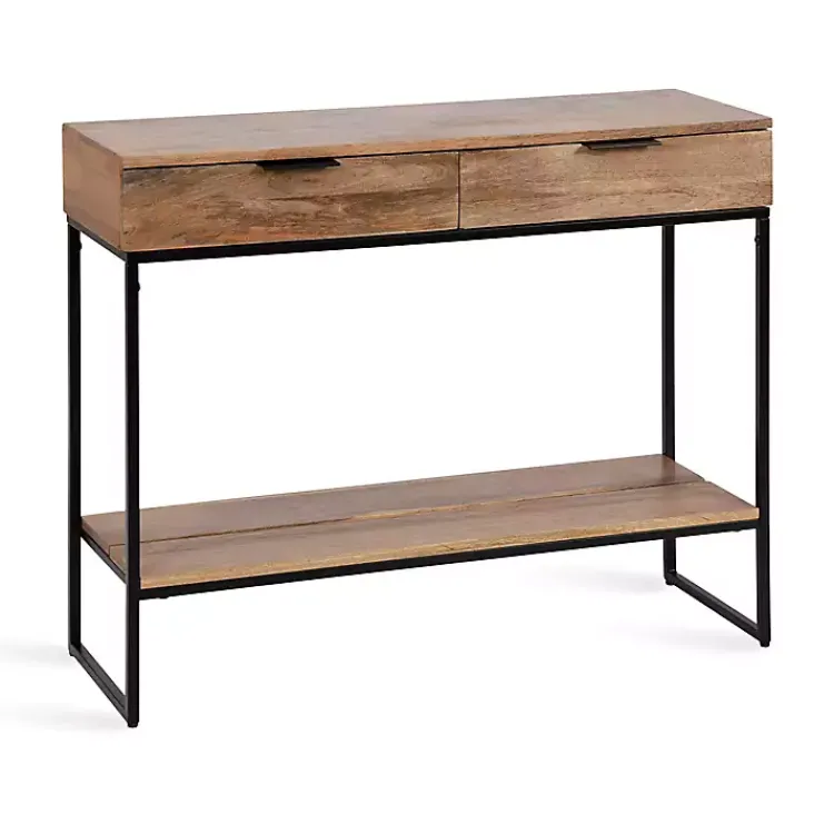 Kirklands Home Natural Wood Metal Console Table Black Online