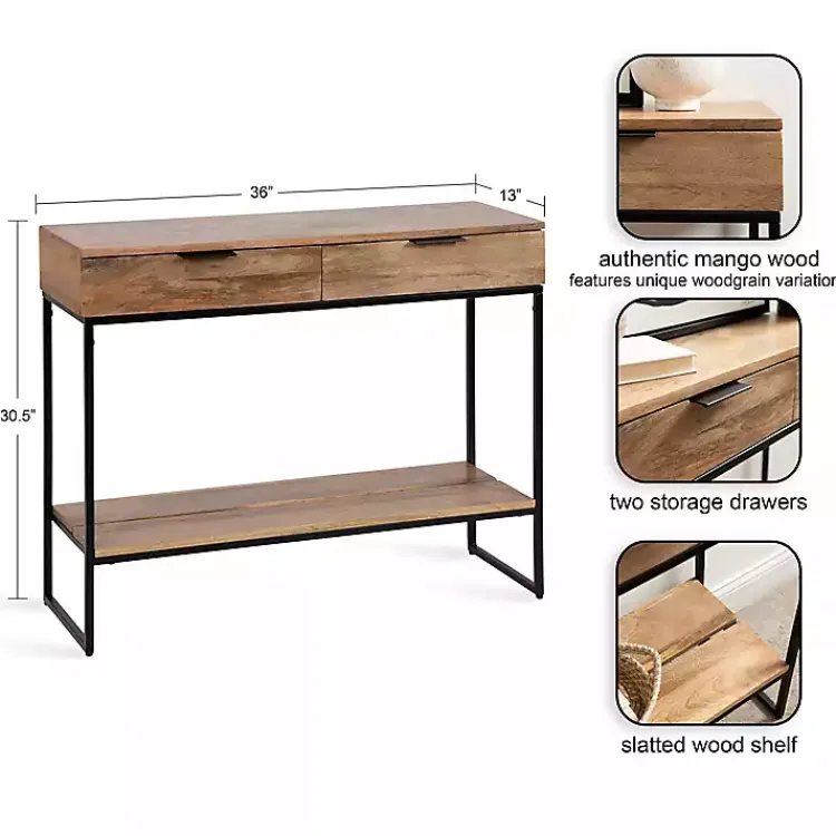 Kirklands Home Natural Wood Metal Console Table Black Online