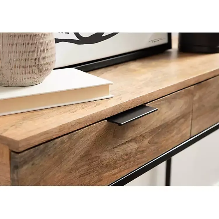 Kirklands Home Natural Wood Metal Console Table Black Online