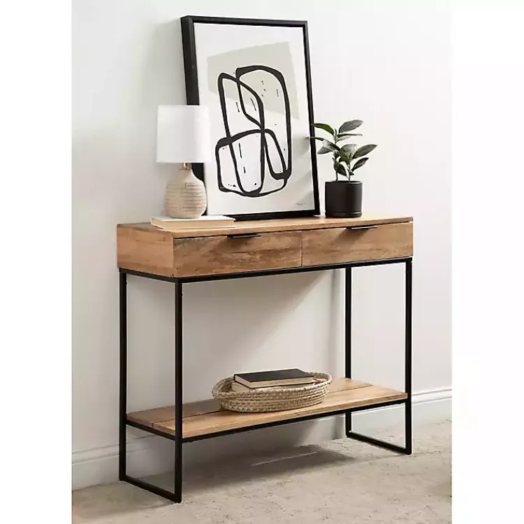 Kirklands Home Natural Wood Metal Console Table Black Online