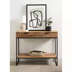 Kirklands Home Natural Wood Metal Console Table Black Online