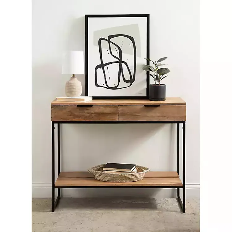 Kirklands Home Natural Wood Metal Console Table Black Online